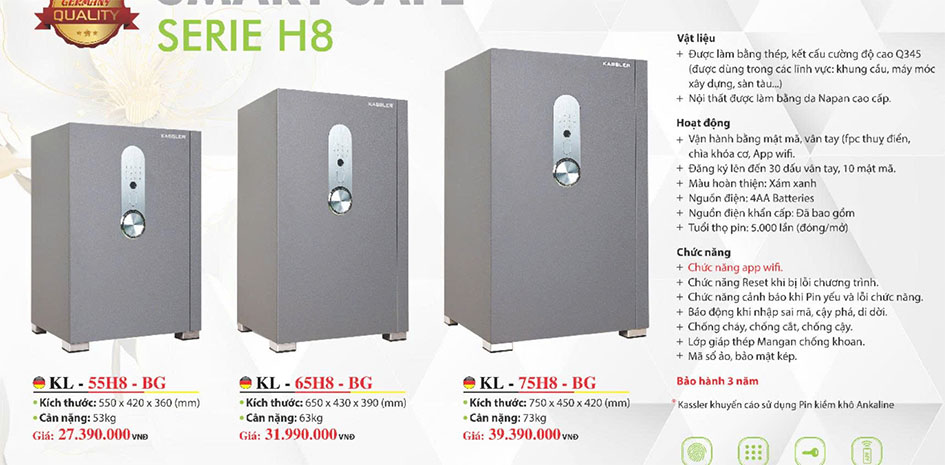 Két Sắt Thông Minh Kassler KL-75H8 BG