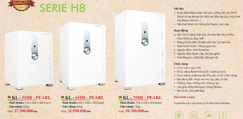 Két Sắt Thông Minh Kassler KL-75H8 Pearl